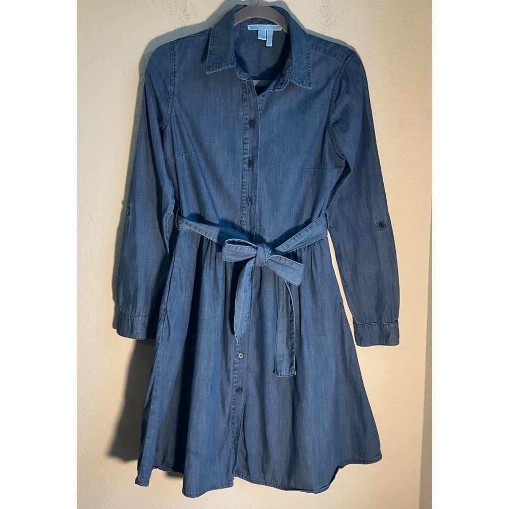 Draper James Womens size 4 denim shirt dress cotton long sleeve